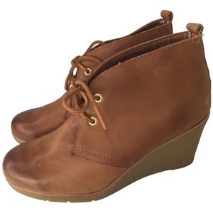 Sperry Top Sider Stella Prow Leather Ankle Booties Wedge Womens Brown 9M